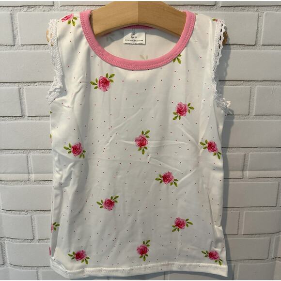 Toddler Girls Honeydew USA 2T Pink Polka Dot Pink Rose Lace Shirt and Shorts Set - Picture 2 of 8